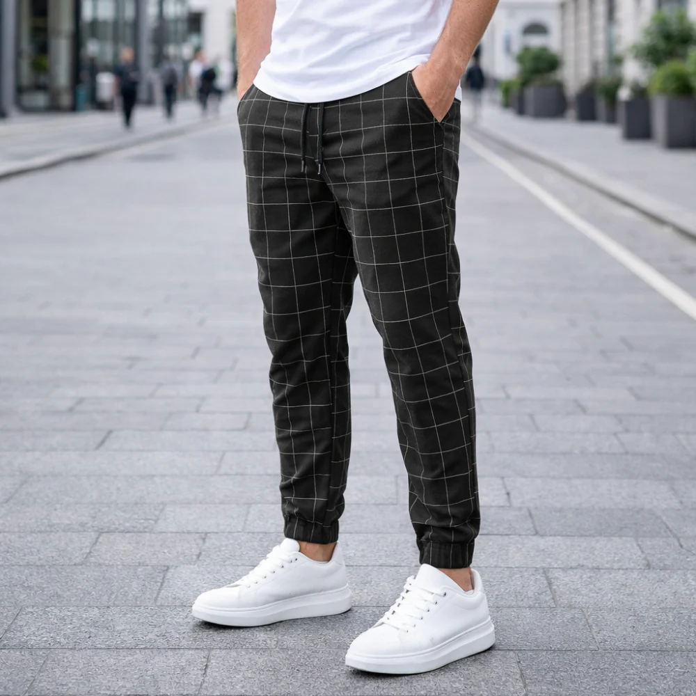Pantalon de jogging à carreaux pour hommes | Confort style casual | Décontrac... - Image 2