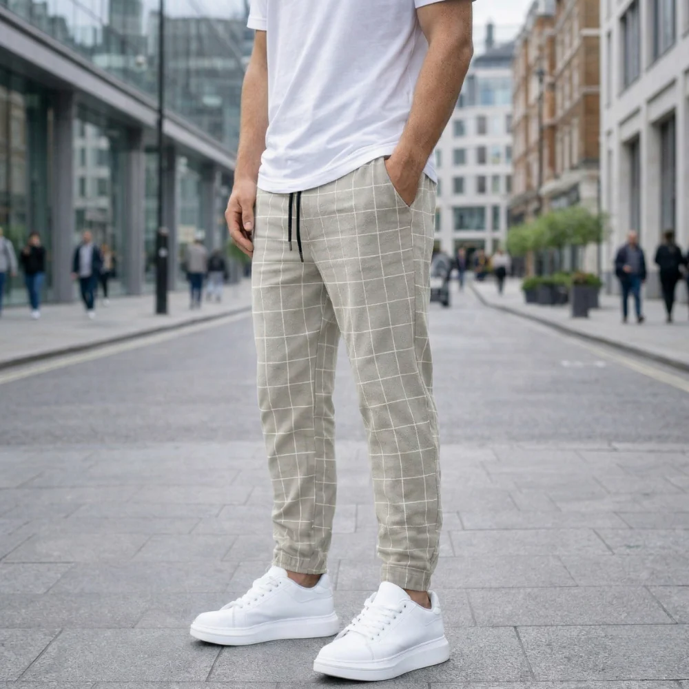 Pantalon de jogging à carreaux pour hommes | Confort style casual | Décontrac... - Image 4