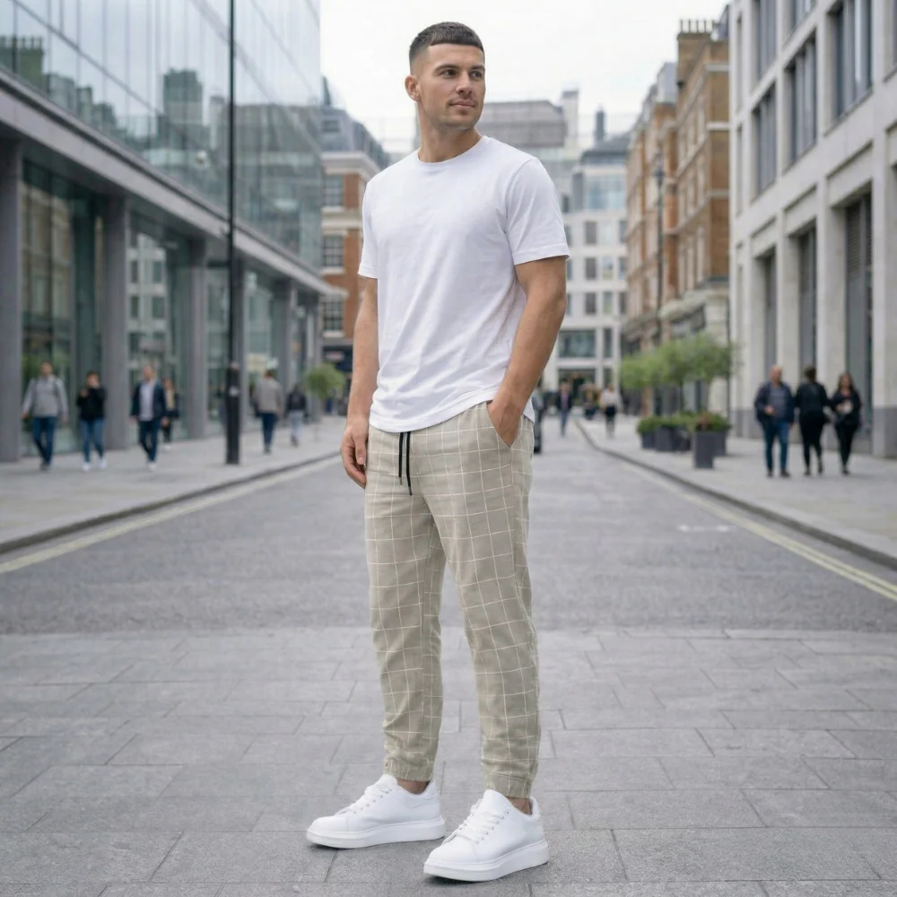 Pantalon de jogging à carreaux pour hommes | Confort style casual | Décontrac... - Image 5