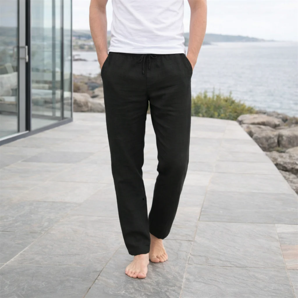 Pantalon en lin pour homme | Léger, Confort Casual | Respirant, Coupe Décontr... - Image 3
