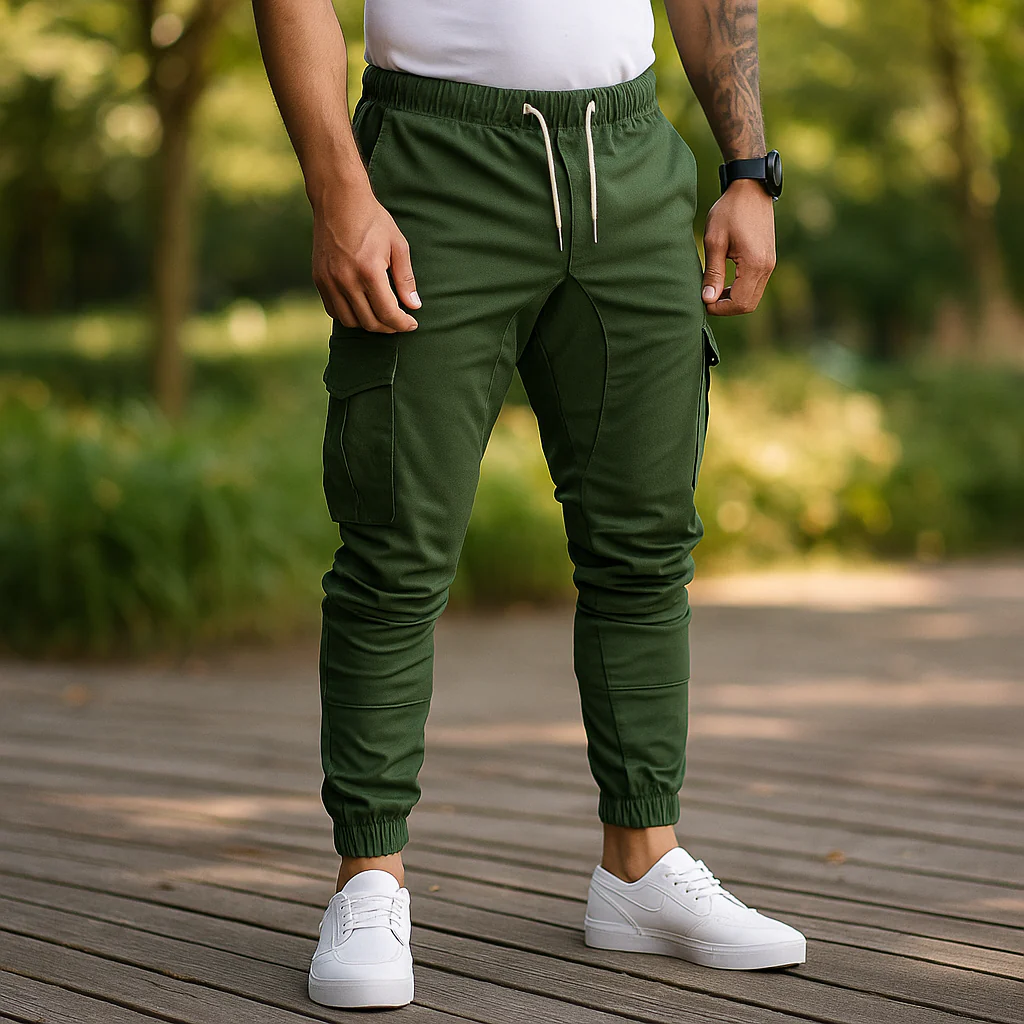 Pantalons Cargo pour Homme - Taille Élastique - Coupe Tapered - Plusieurs Poches - Image 4