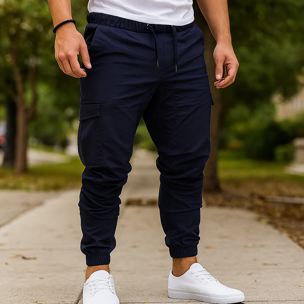 Pantalons Cargo pour Homme - Taille Élastique - Coupe Tapered - Plusieurs Poches - Image 8