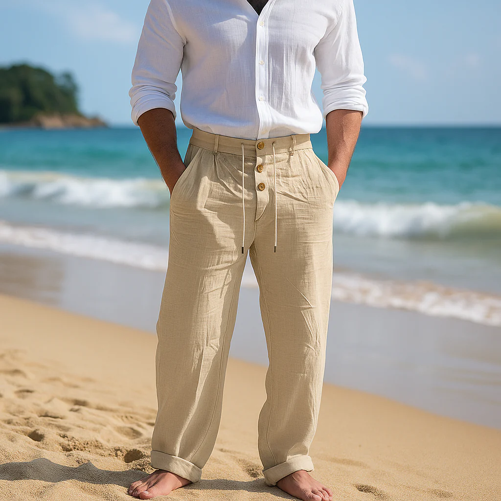 Pantalons en Lin Herrer - Taille Haute - Poches Confortables - Stilla - Image 3