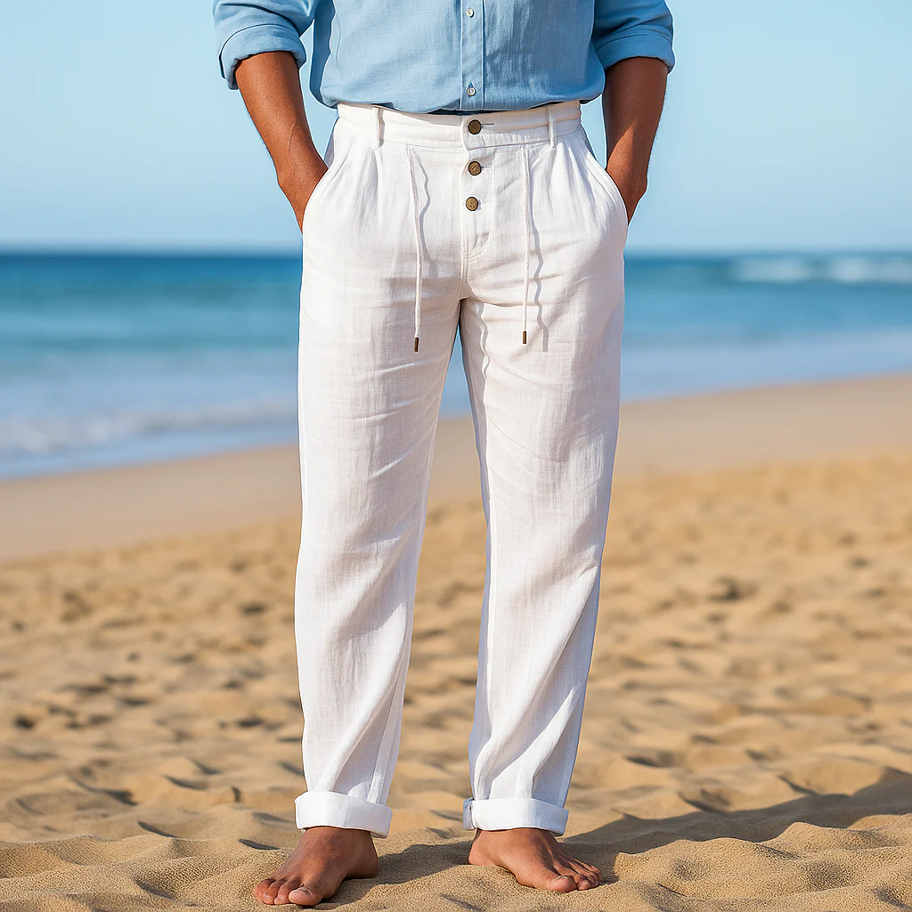 Pantalons en Lin Herrer - Taille Haute - Poches Confortables - Stilla - Image 5