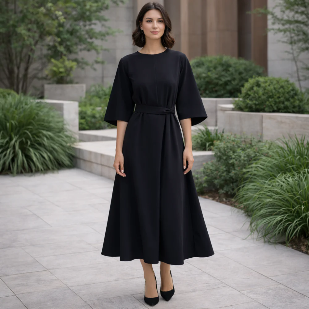 Robe Midi Élégante Paulien | Style Ceinturé et Intemporel