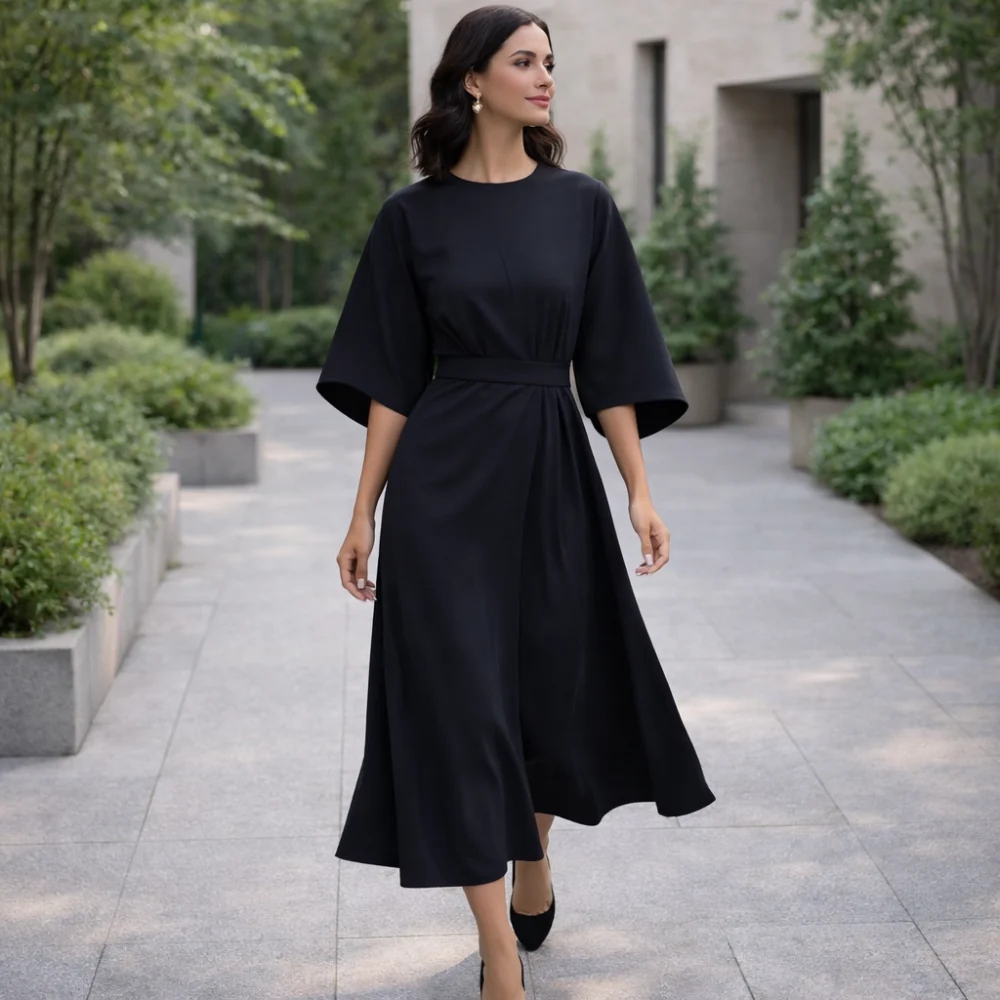 Robe Midi Élégante Paulien | Style Ceinturé et Intemporel - Image 2