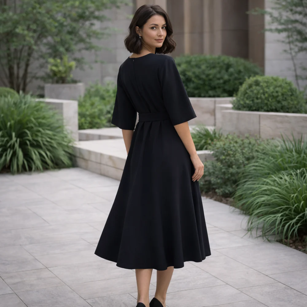 Robe Midi Élégante Paulien | Style Ceinturé et Intemporel - Image 3
