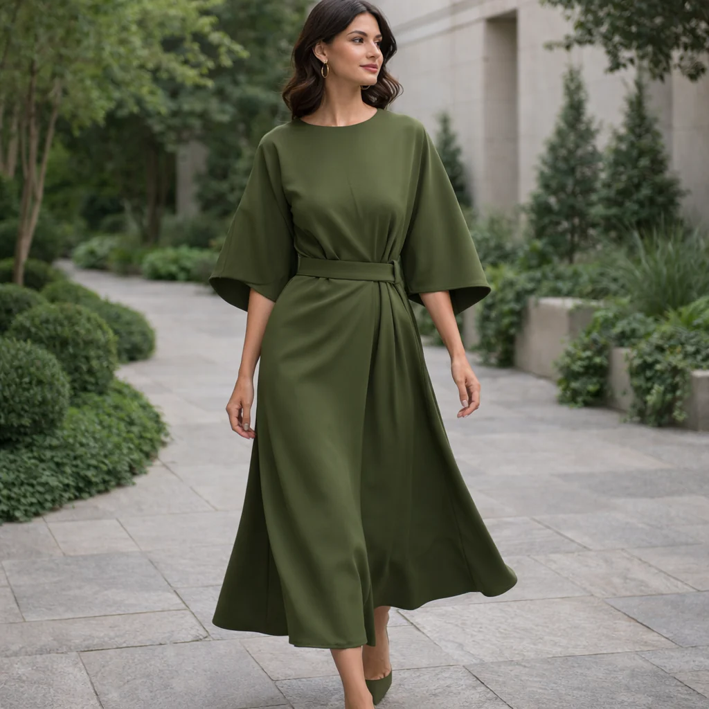 Robe Midi Élégante Paulien | Style Ceinturé et Intemporel - Image 4