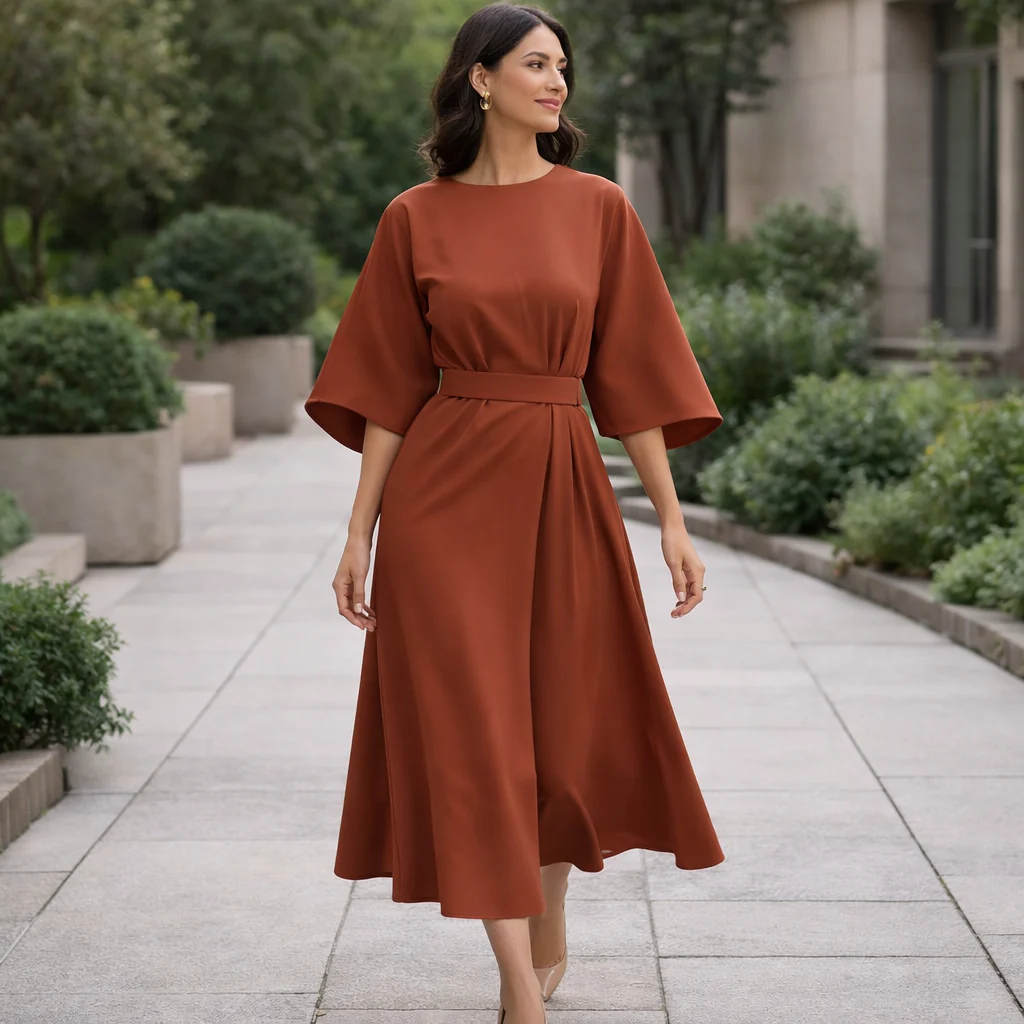 Robe Midi Élégante Paulien | Style Ceinturé et Intemporel - Image 6