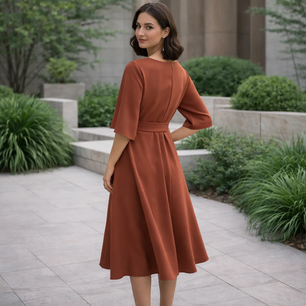 Robe Midi Élégante Paulien | Style Ceinturé et Intemporel - Image 7