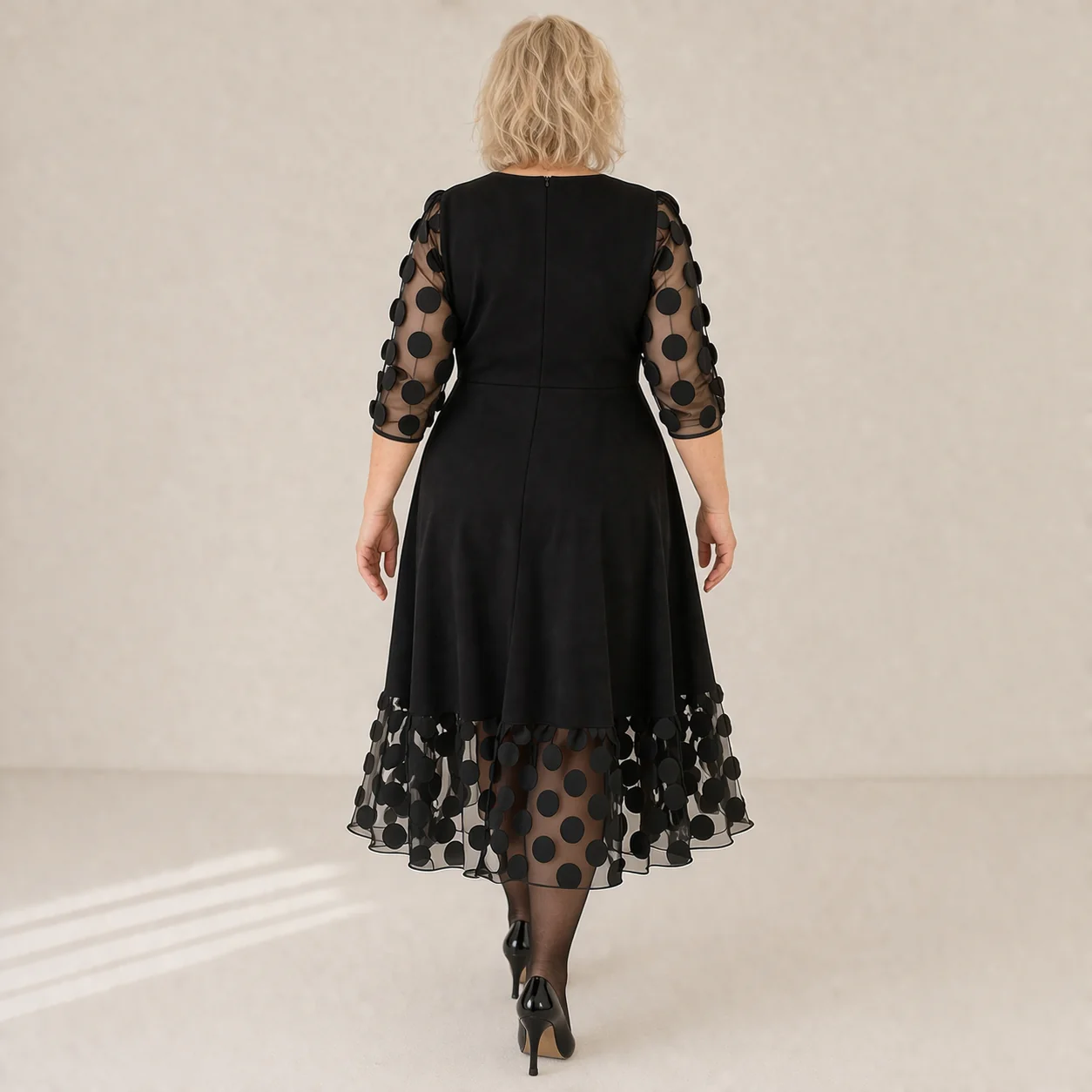 Robe Grande Taille | Robe à Pois Femme, Coupe Évasée | Style Casual Moderne - Image 4