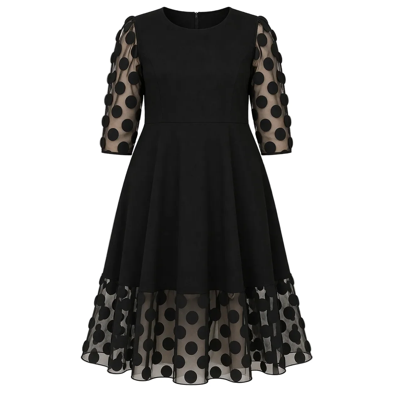 Robe Grande Taille | Robe à Pois Femme, Coupe Évasée | Style Casual Moderne - Image 5