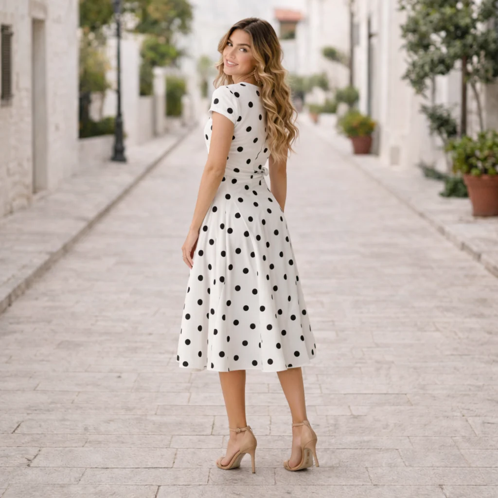 Robe à Pois | Style Élégant et Joyeux | Mode d'Été - Image 4