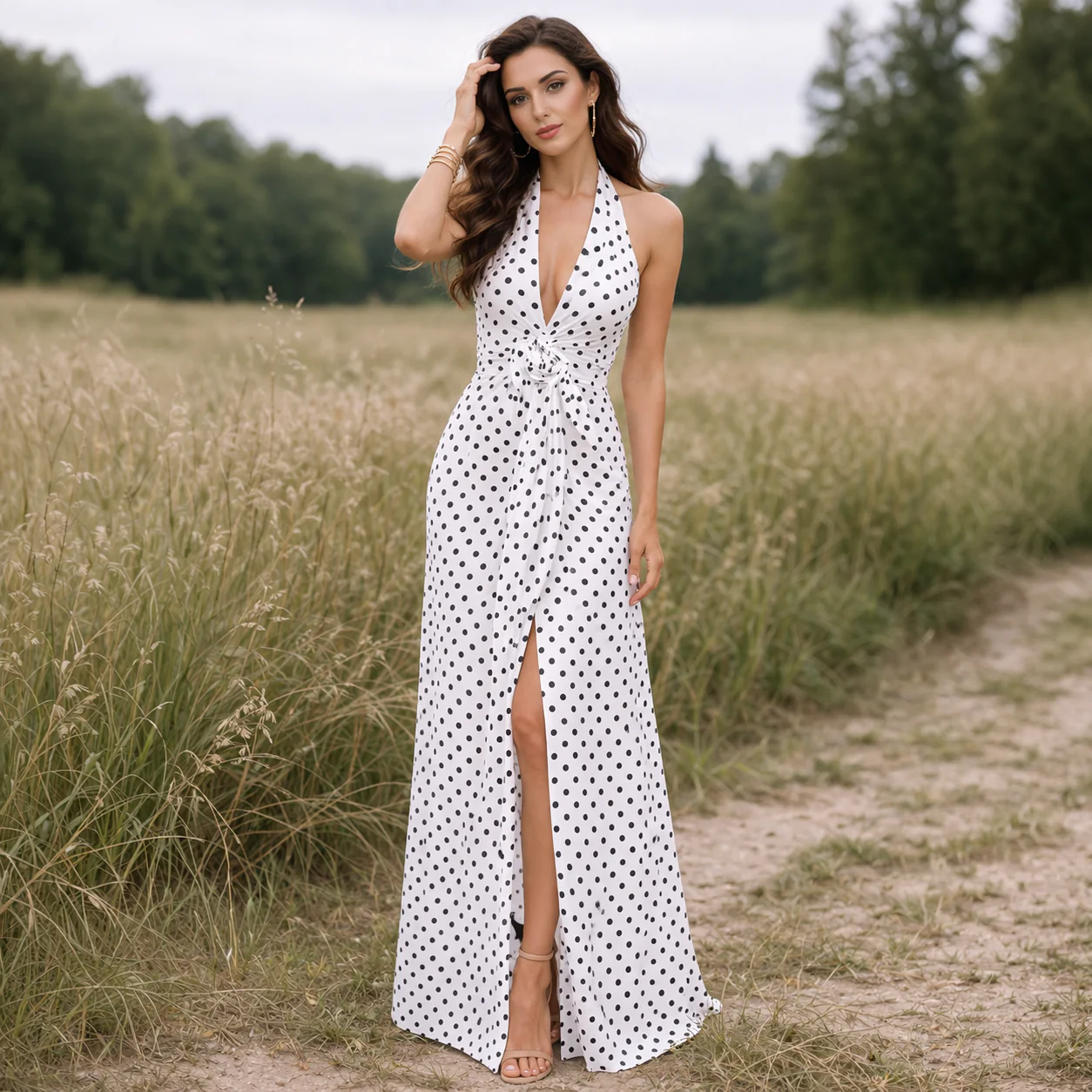 Robe à Pois | Design Féminin | Longueur Longue - Image 2