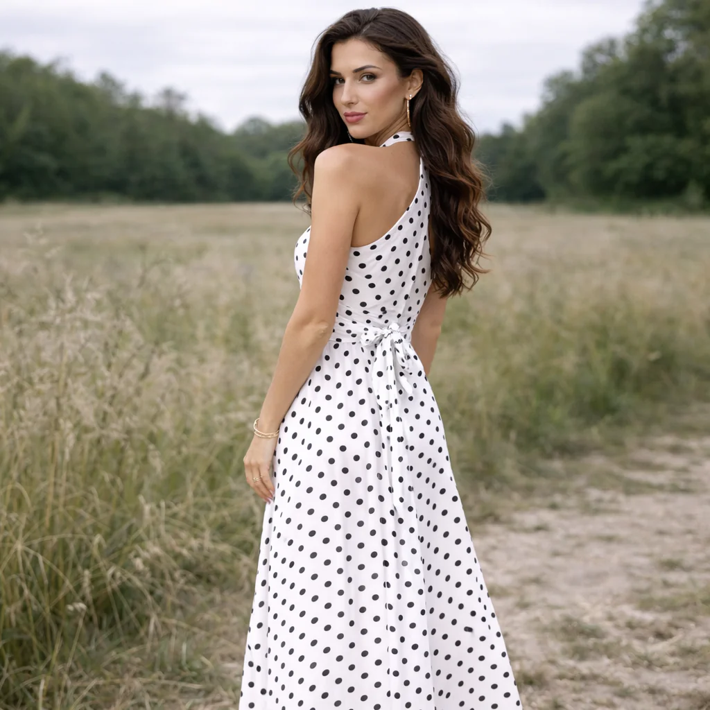 Robe à Pois | Design Féminin | Longueur Longue - Image 4