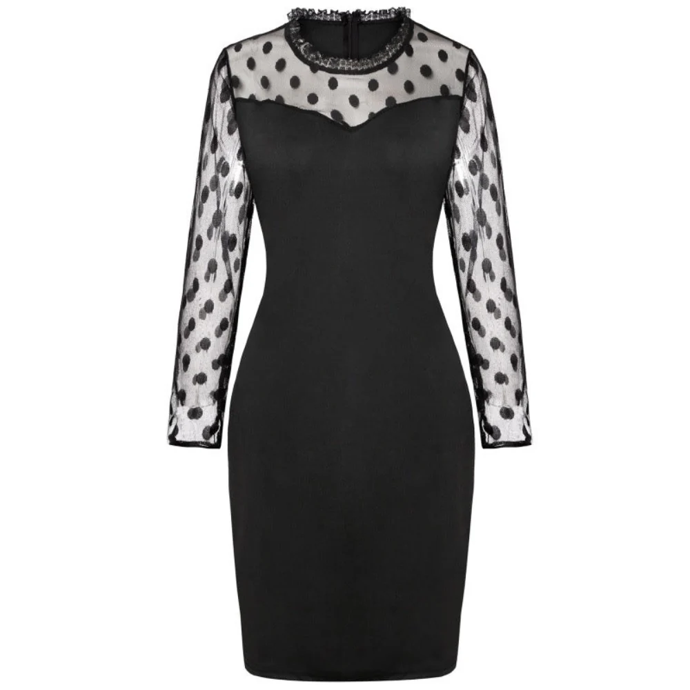 Robe à Pois | Manche Transparente | Élégante Mini Robe - Image 5