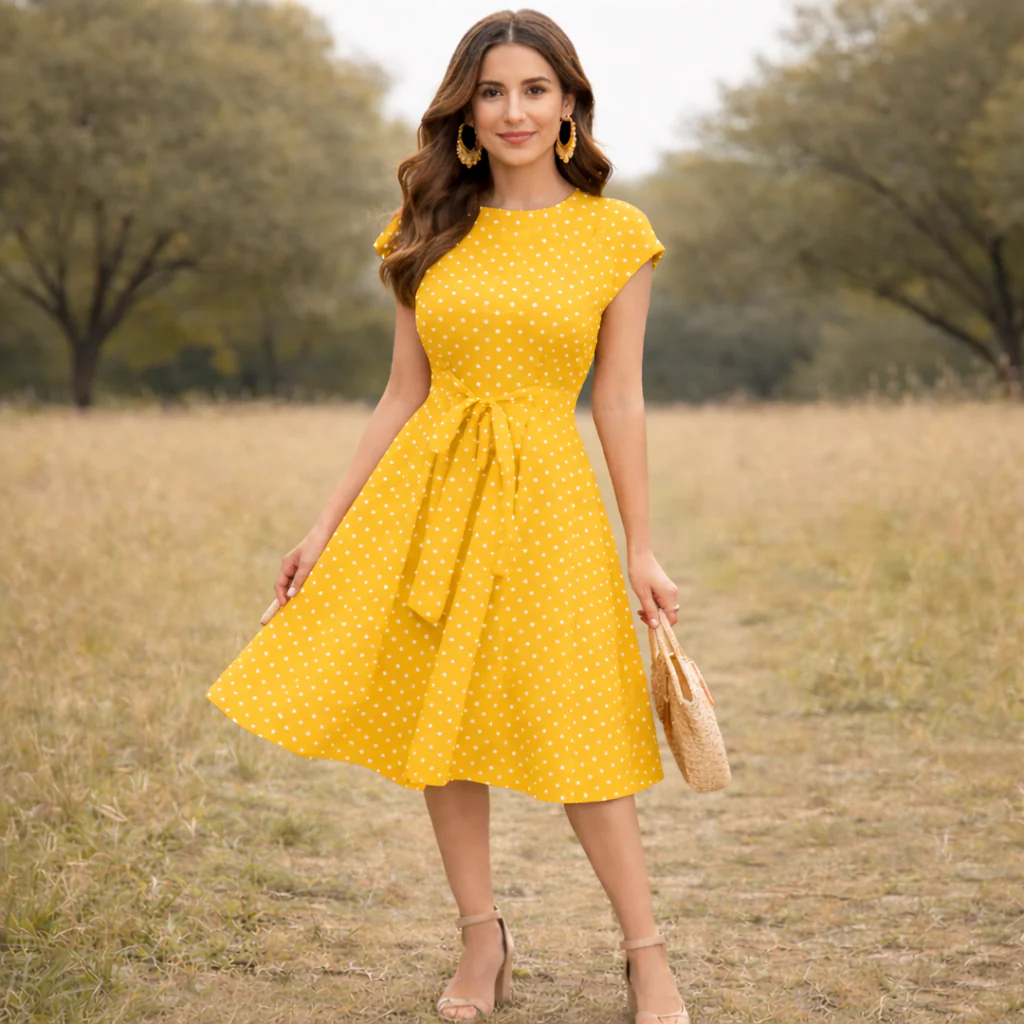 Robe à Pois | Robe d'Été Vintage pour Femme | Légère - Image 5
