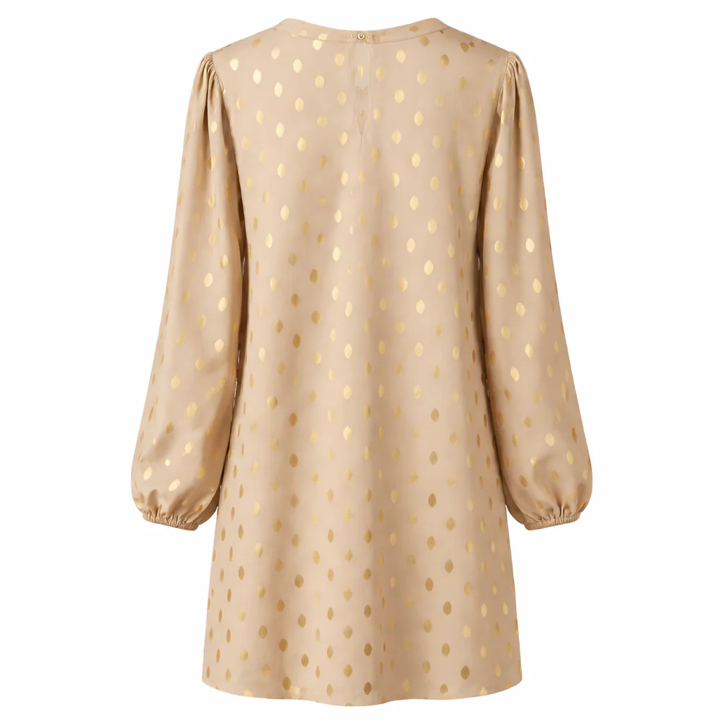 Polka Dot Dress | Women, Gold, Mini | Elegant Style - Image 6