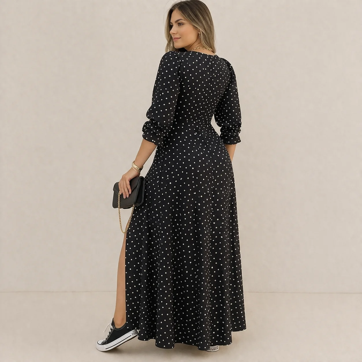 Robe à Pois | Élégante et Classique pour Femmes | Coupe Fluide - Image 2