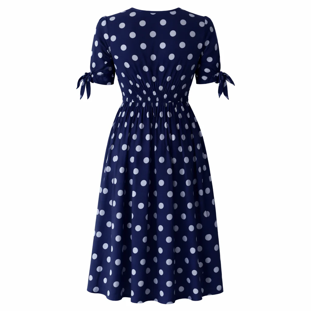 Robe à Pois | Femme, Encolure en V | Style Boutons - Image 8