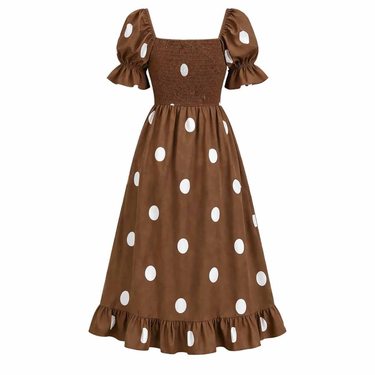 Robe Midi à Pois | Manches Bouffantes Femme | Style Élégant et Fluide - Image 8
