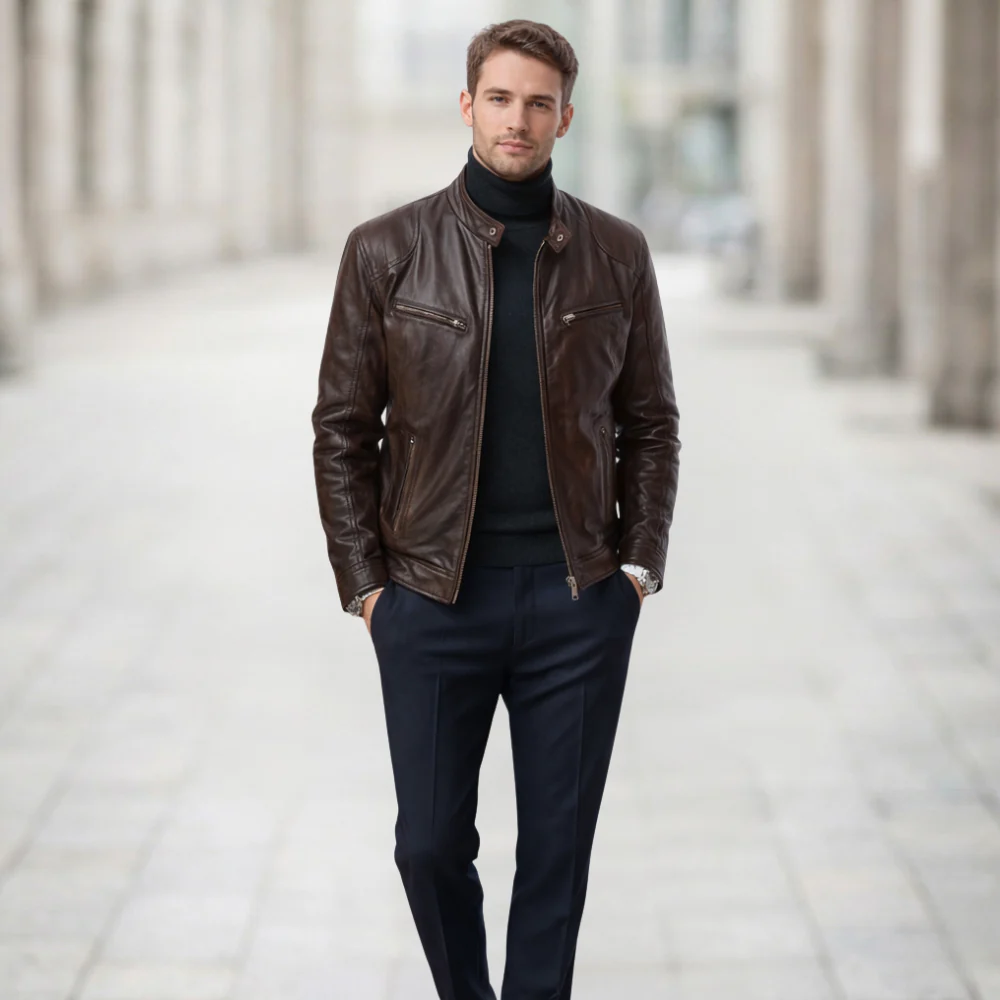 Veste en Cuir Premium pour Homme | Style Élégant | Intemporel, Sophistiqué - Image 2