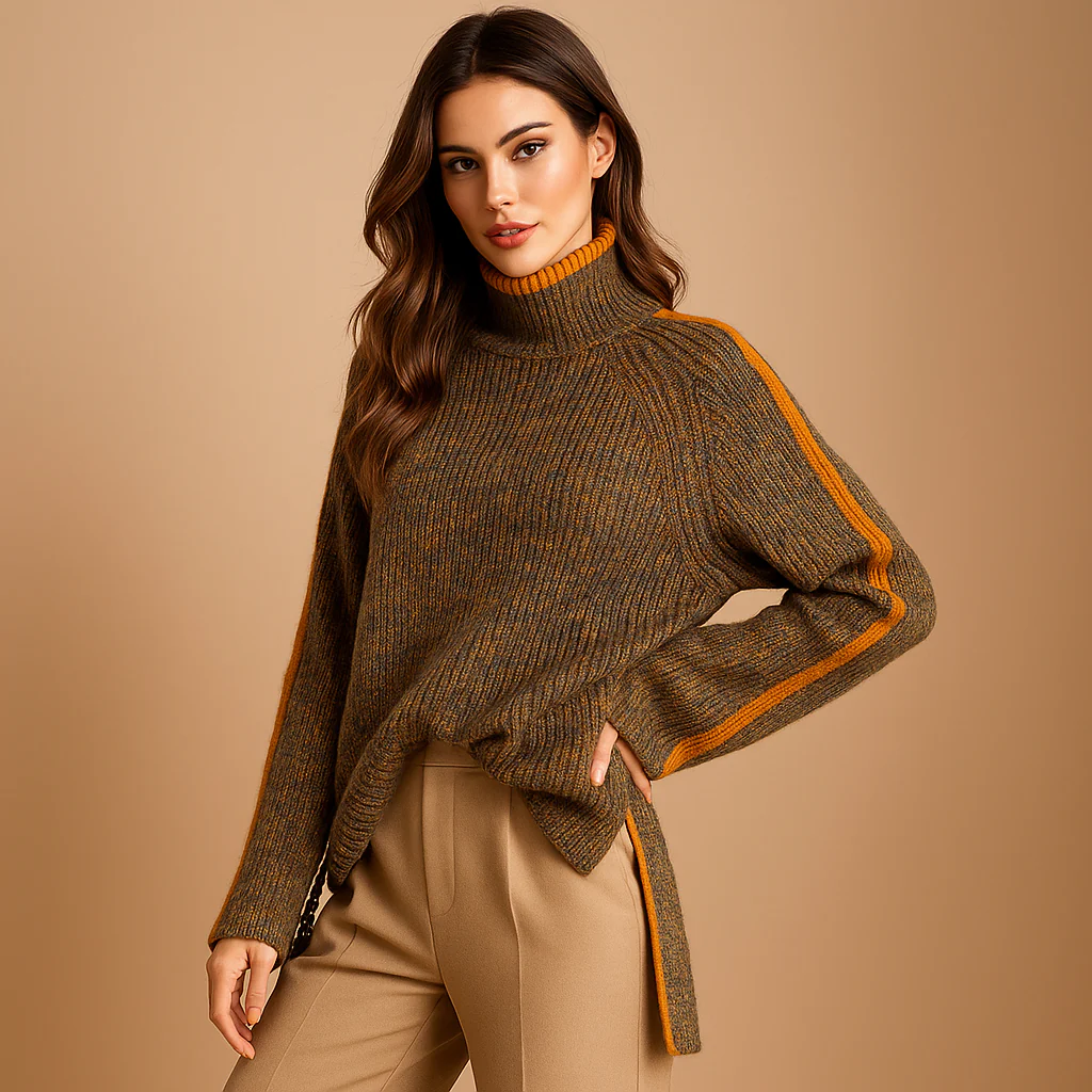 Pull à col roulé tricot femme - Confort oversize - Chaleur hivernale - Image 2