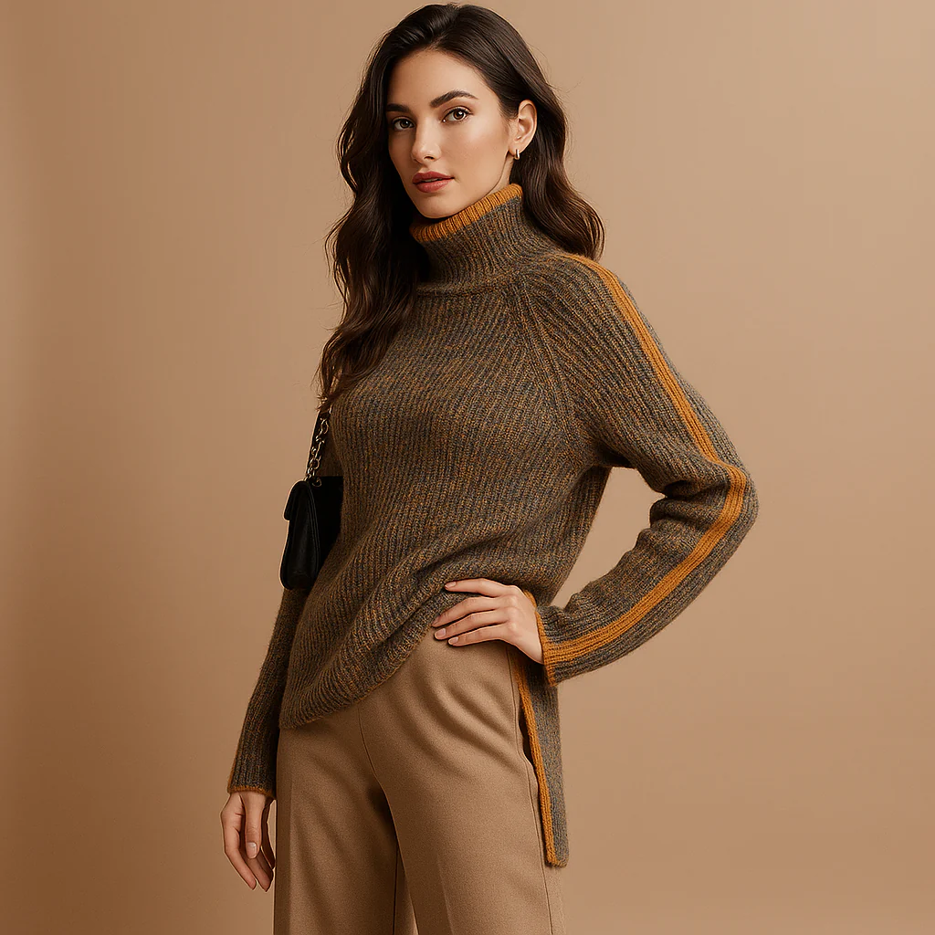 Pull à col roulé tricot femme - Confort oversize - Chaleur hivernale - Image 3
