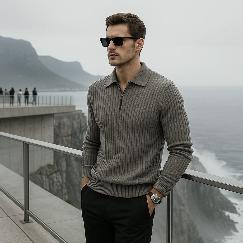 Pull Col Polo Premium Homme - Doux - Confortable - Coupe Ajustée - Image 5