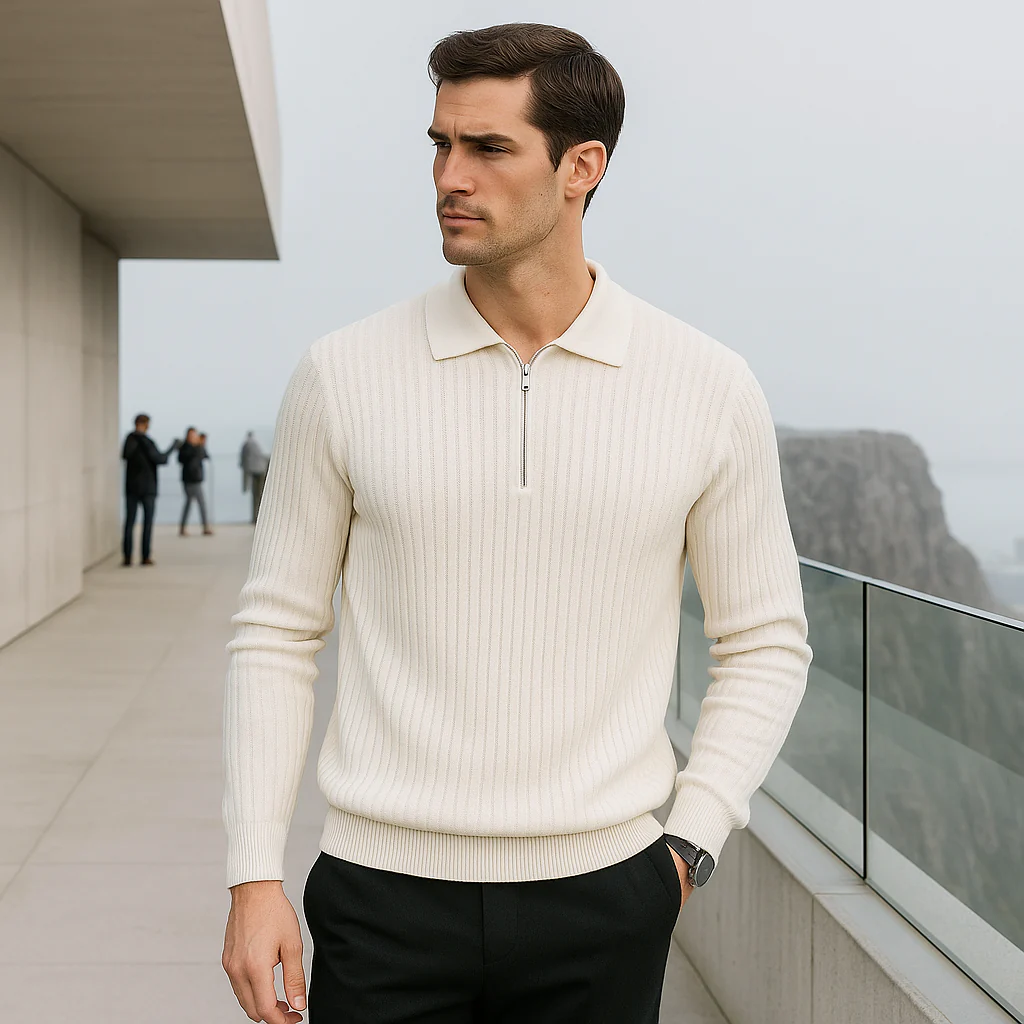 Pull Col Polo Premium Homme - Doux - Confortable - Coupe Ajustée - Image 6