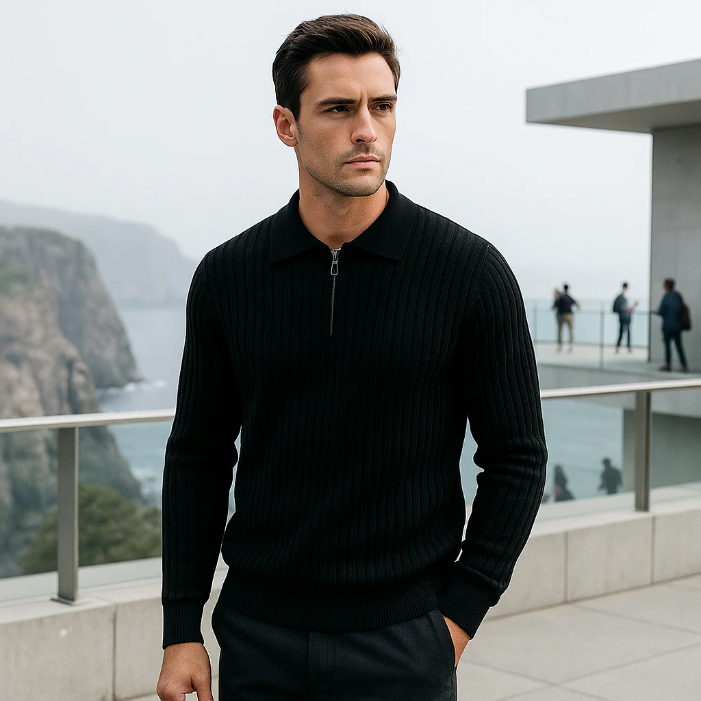 Pull Col Polo Premium Homme - Doux - Confortable - Coupe Ajustée - Image 7