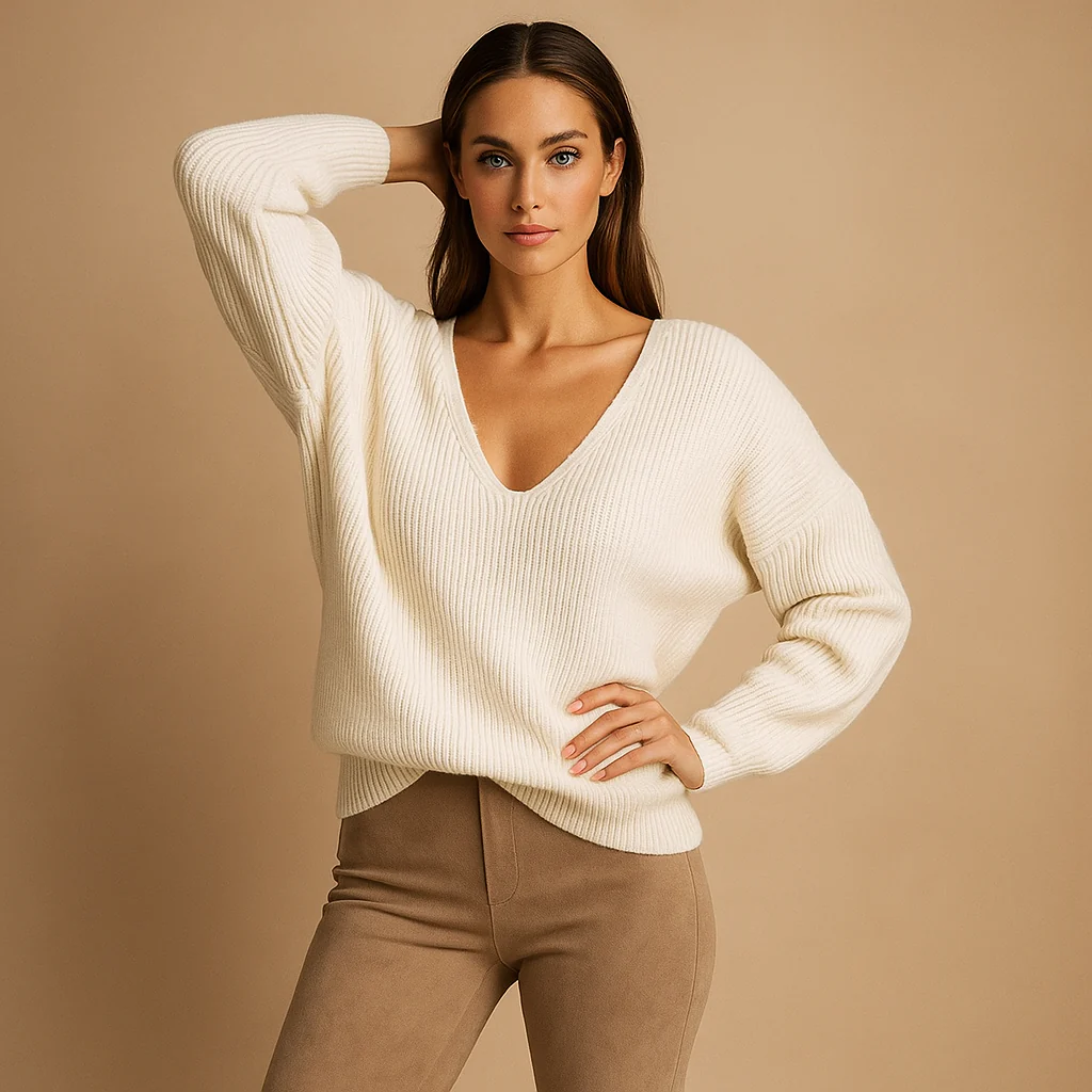 Pull confortable femmes - Design en V - Doux élégant - Image 4