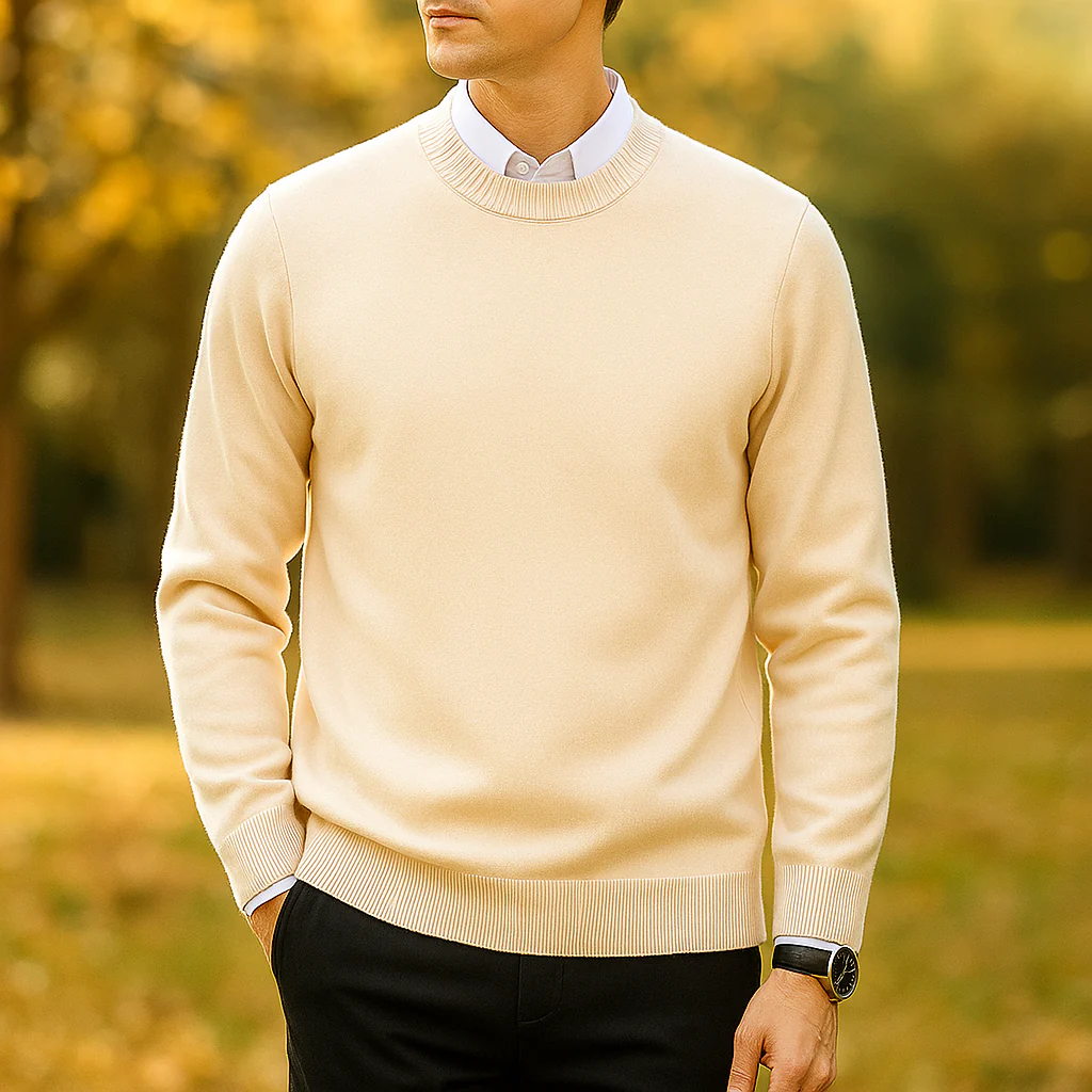 Pull Crew Neck pour Homme - Mélange de Laine Douce - Bord Côtelé - Coupe Régulière - Image 10