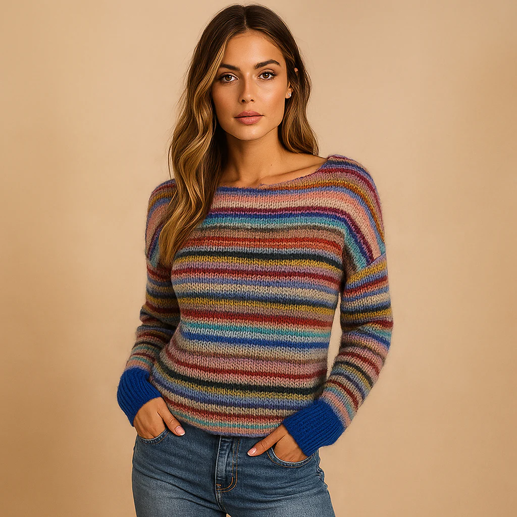 Pull élégant à rayures - Manches longues - Confort et style - Image 2