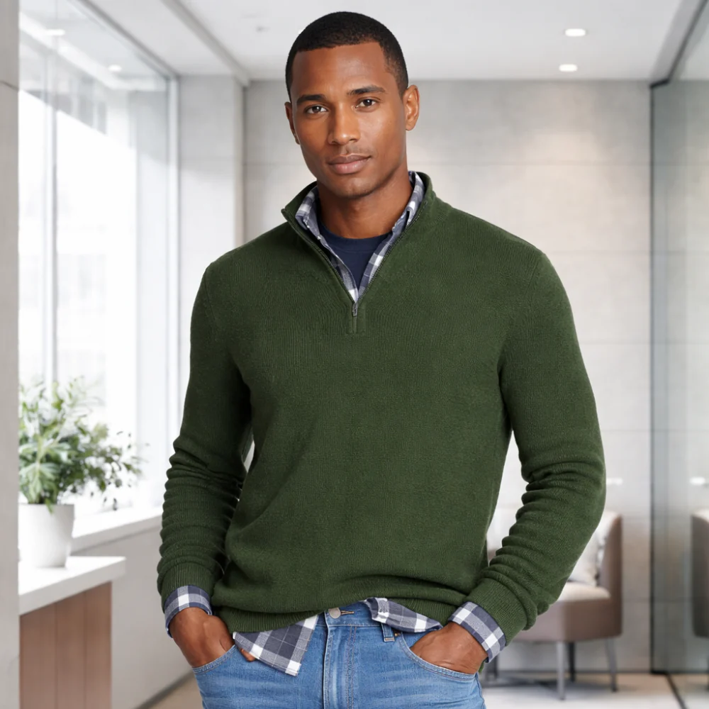 Pull en cachemire pour homme avec fermeture éclair | Style décontracté | Doux et élégant