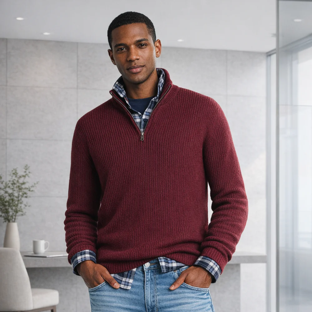 Pull en cachemire pour homme avec fermeture éclair | Style décontracté | Doux et élégant - Image 3