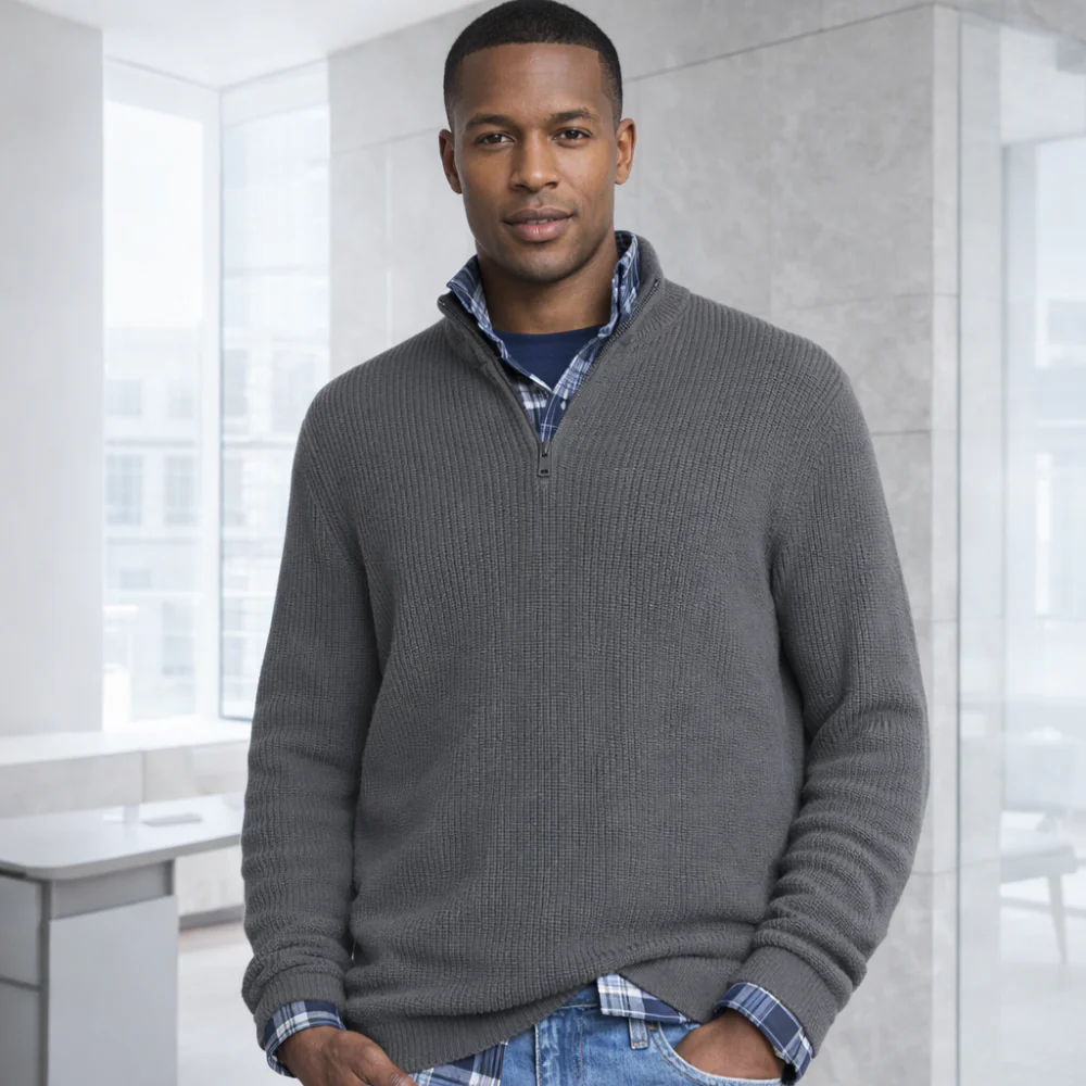 Pull en cachemire pour homme avec fermeture éclair | Style décontracté | Doux et élégant - Image 4