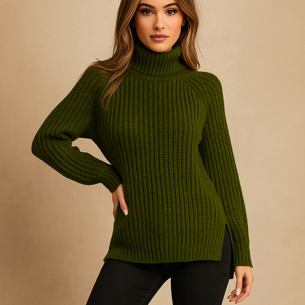 Pull en maille côtelée pour femmes - Taille complète - Détail fendu - Image 5