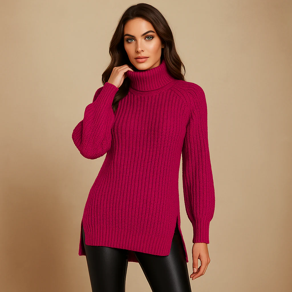 Pull en maille côtelée pour femmes - Taille complète - Détail fendu - Image 6