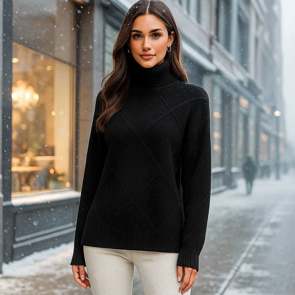 Pull Femme en Cachemire – Col Montant Doux et Élégant - Image 4