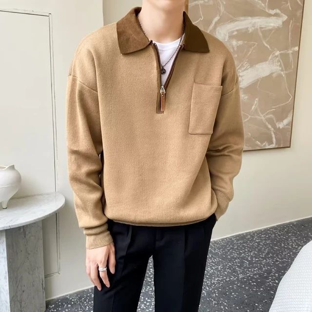 Pull Homme Premium - Confortable - Demi-Fermeture - Col Renversé - Maille - Image 3