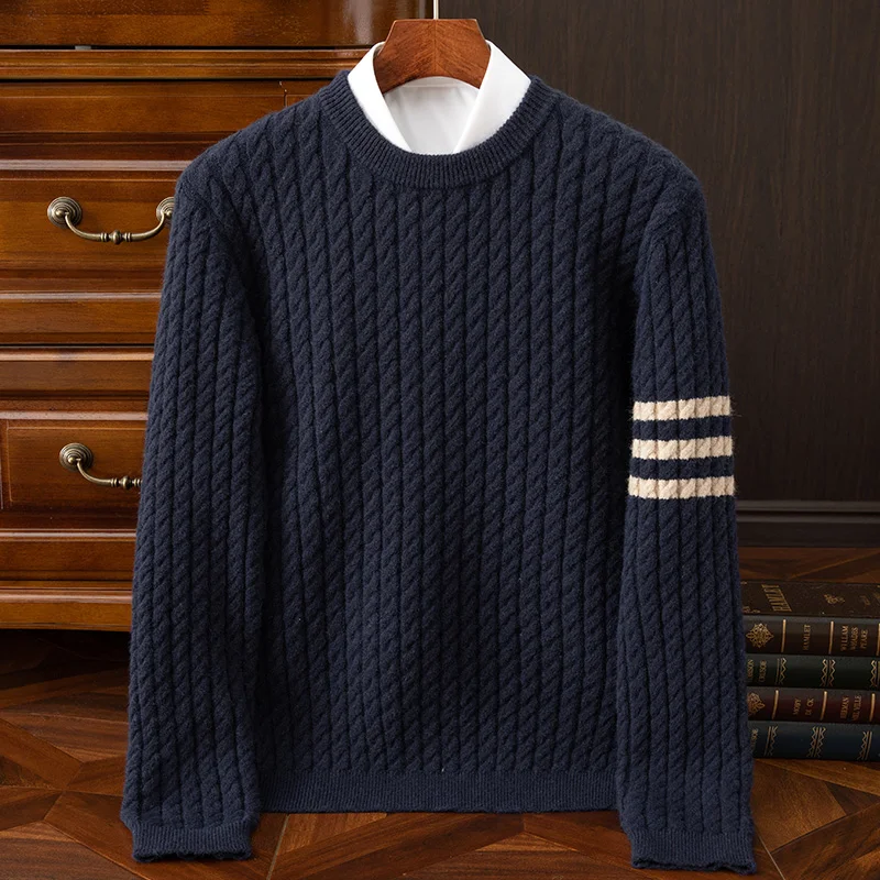 Pull homme torsades - mélange de laine - chaud - Image 2