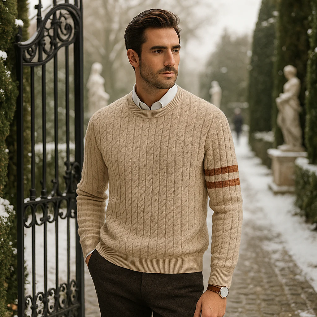Pull homme torsades - mélange de laine - chaud - Image 6