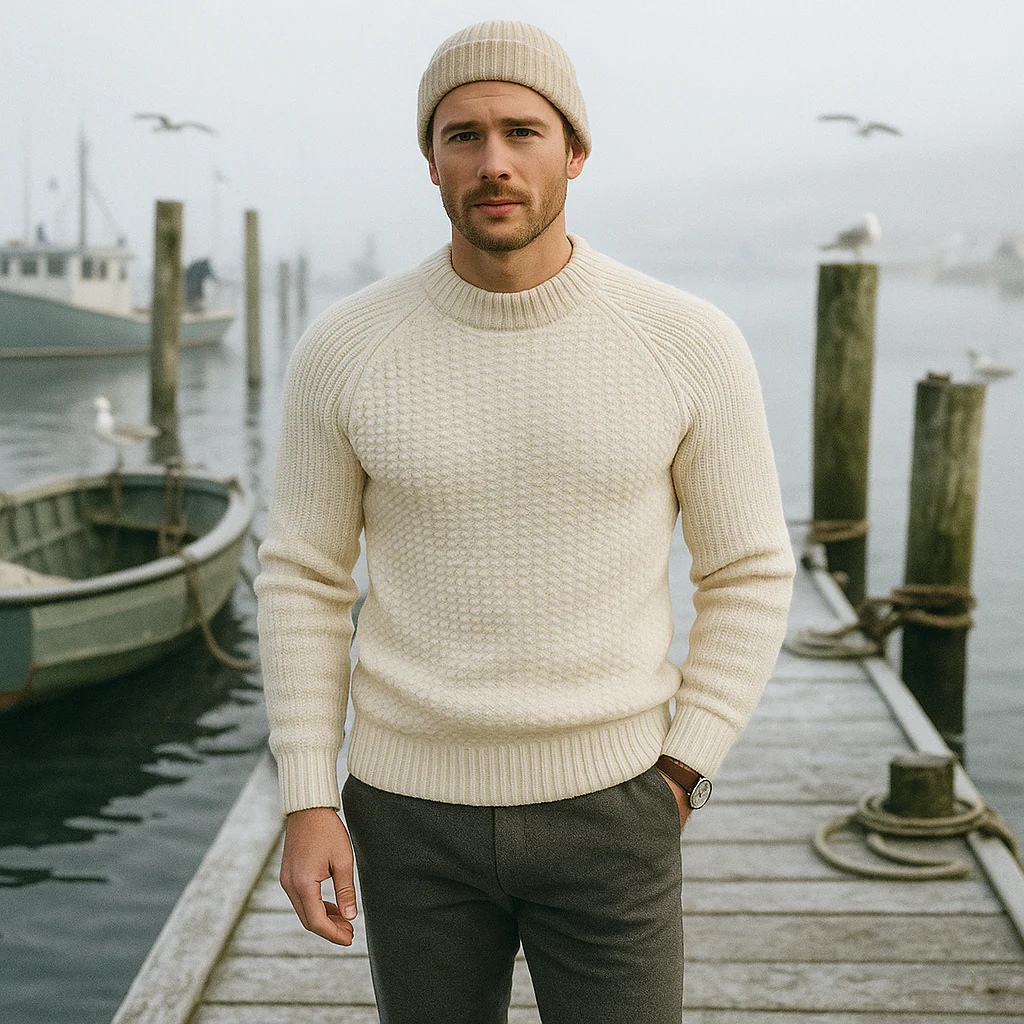 Pull homme tricot haut de gamme - motif gaufré - Image 7