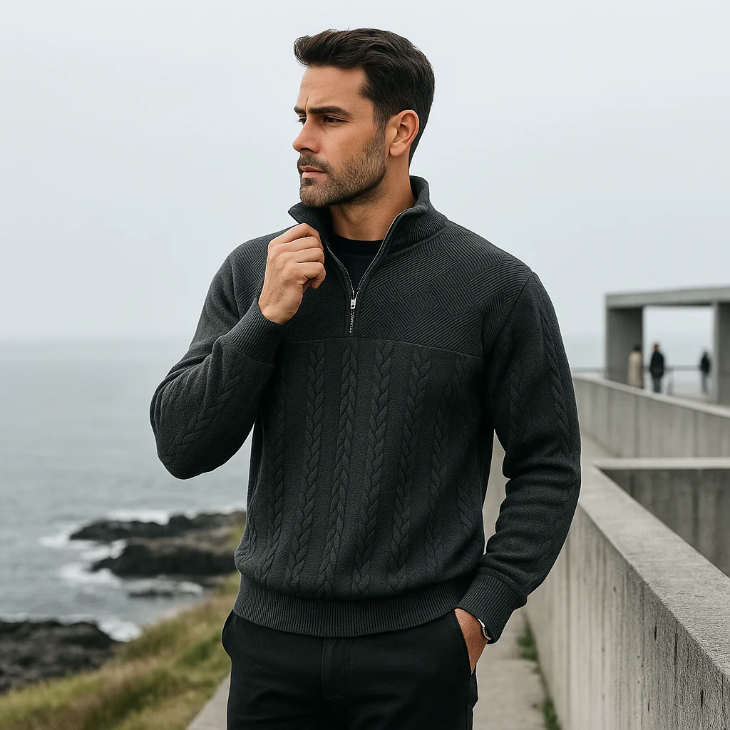 Pull laine mérinos homme - haut de gamme - chaud - élégant - Image 12