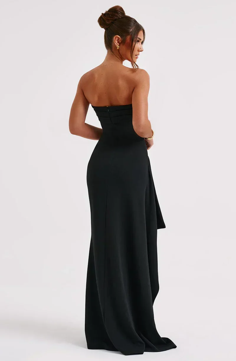 Robe de bal longue - sans bretelles - à volants élégante - Image 6