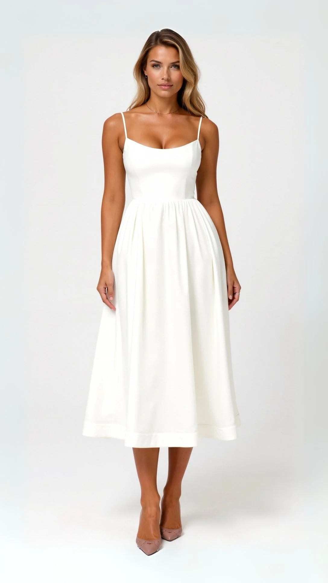 Robe de soirée à bretelles - Robe midi élégante - Femme chic