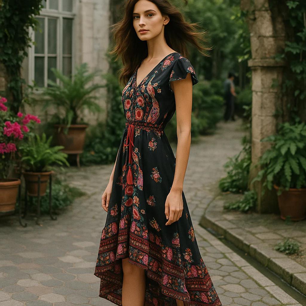 Robe de Soirée - Boho Fleurie - Aérienne - Maxi Femme - Image 3