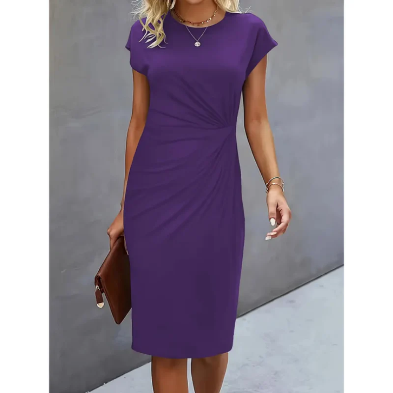 Robe de soirée cocktail élégante - manches courtes - femme - Image 9