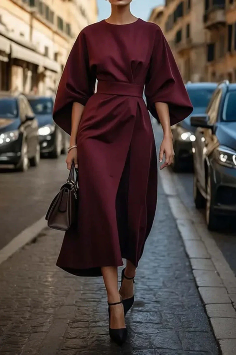 Robe de Soirée Élégante à Ceinture – Invitée de Mariage Chic - Image 5